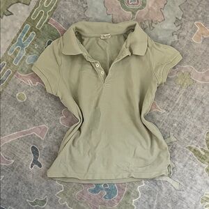 Brandy Melville Women's Light Green Button Down Shirt